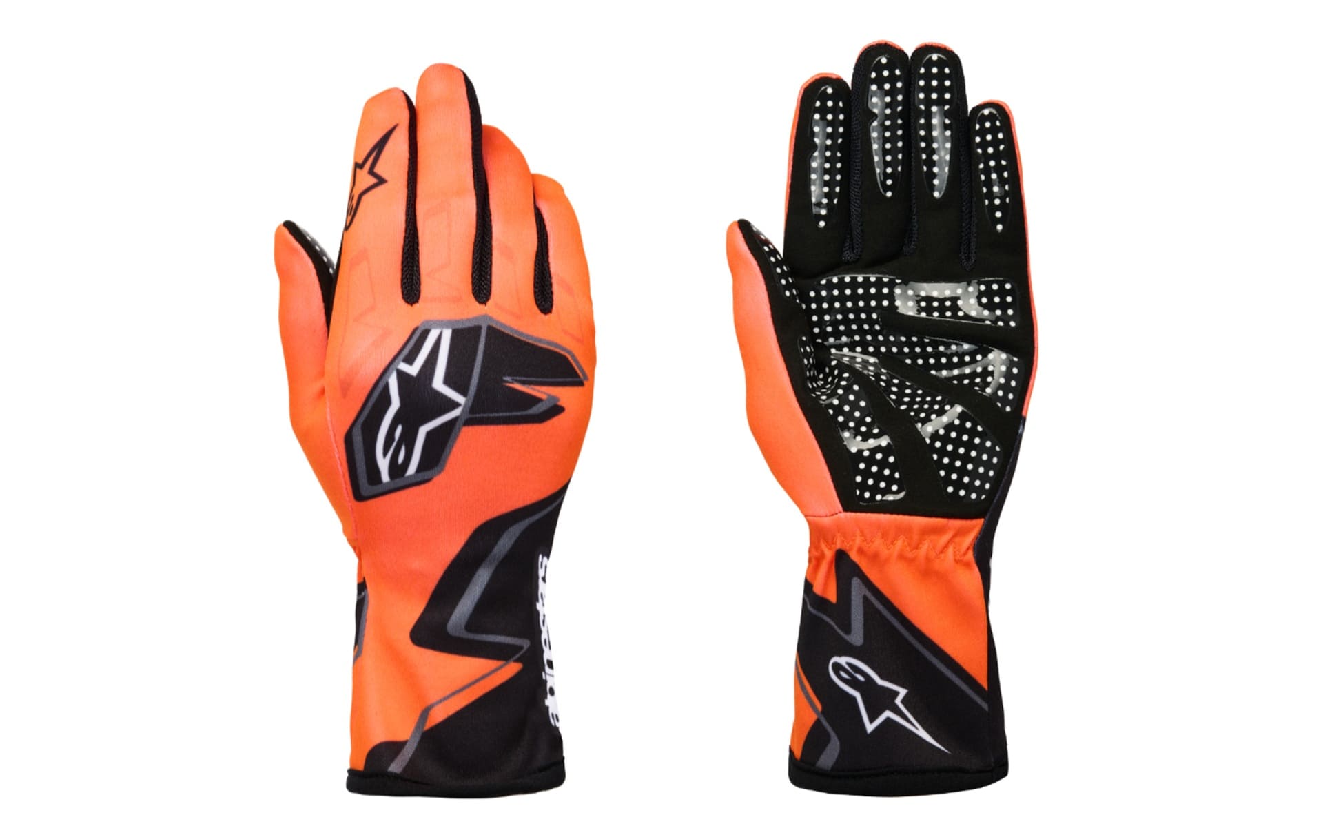 「TECH-1 K RACE S V2 GLOVESGRAPHIC 1」（For KIDS JUNIOR）カラーはORANGE FLUO BLACK WHITE
