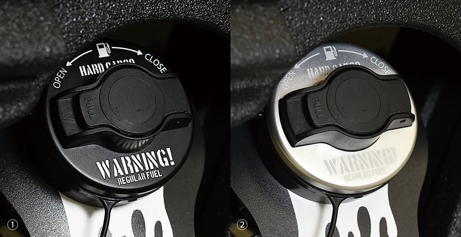給油キャップに張り付けるだけの「フューエルキャップ」。各色2420円