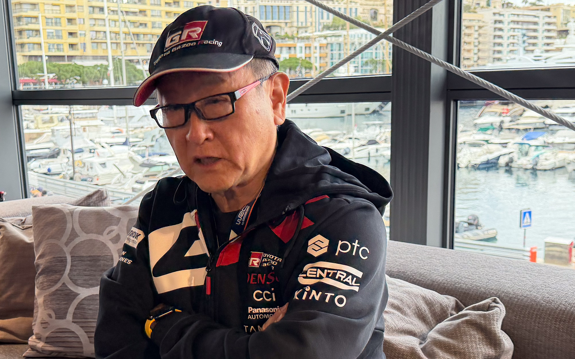 WRC開幕戦ラリー・モンテカルロで囲み取材に応えるトヨタ自動車株式会社 代表取締役会長 豊田章男氏。F1も開催されるモナコで、F1への思いを語った