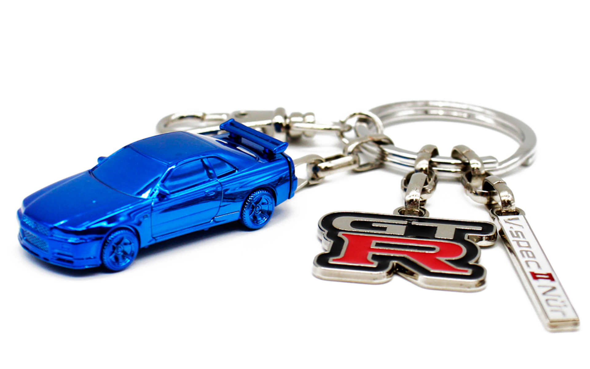 日産「スカイラインGT-R（BNR34）」をモチーフにしたメタルキーチェーンのブルーエディションが登場