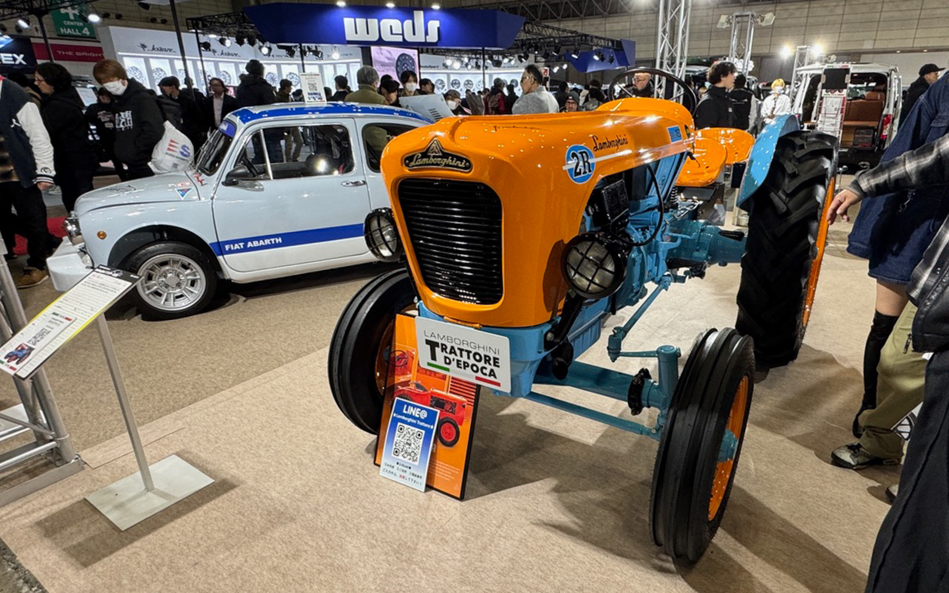 60年以上前のモデルとは思えないほど、ピカピカにレストアされていたランボルギーニのトラクター。3気筒ディーゼルだそうです