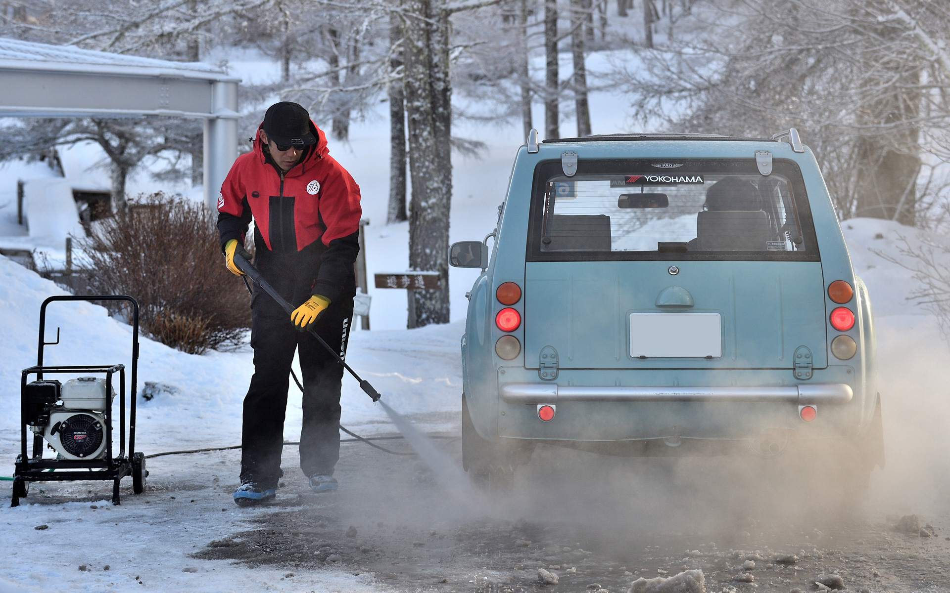 下回り洗浄をしてから湖面に移動