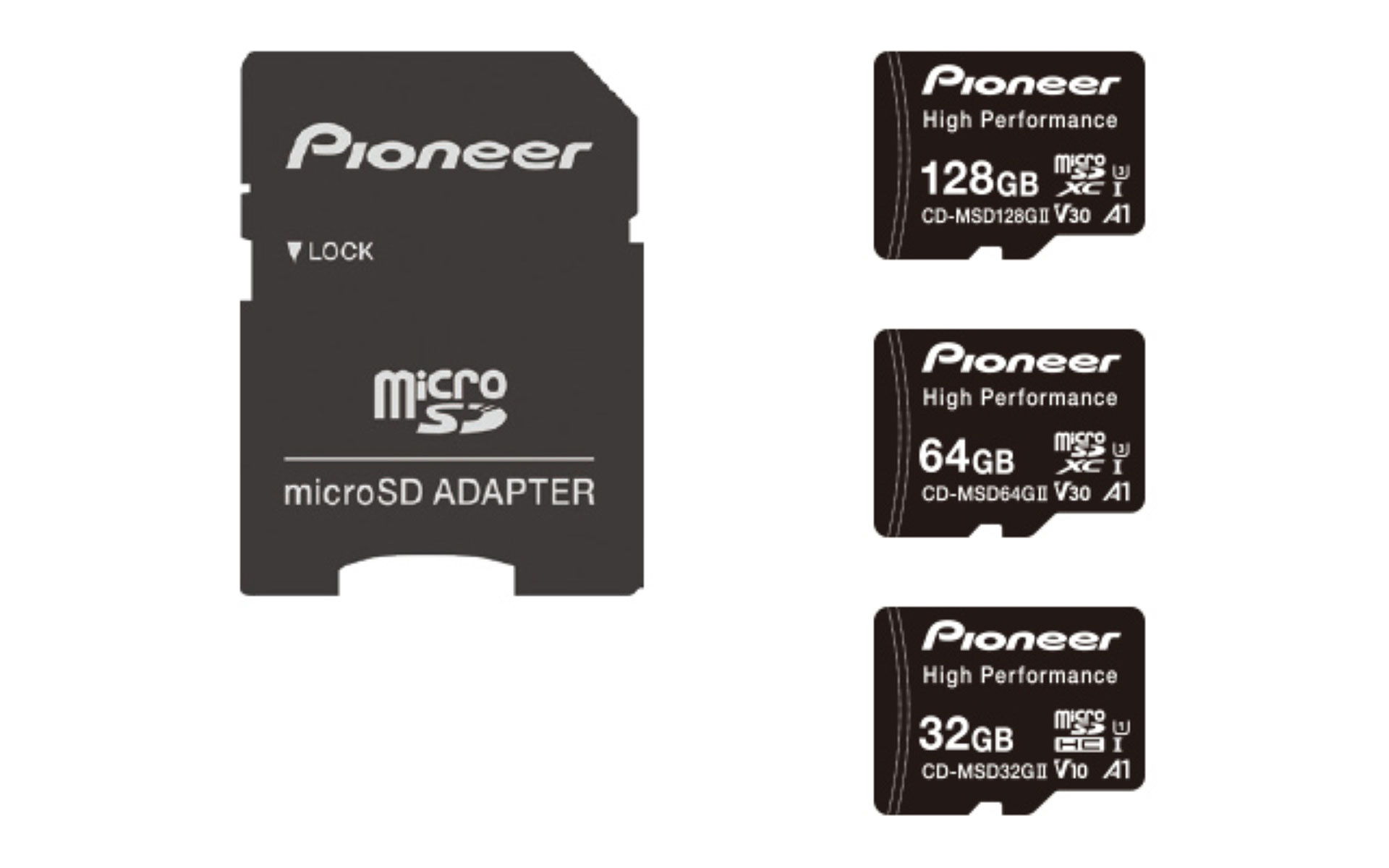 32GB、64GB、128GBのMicroSDカード3種類