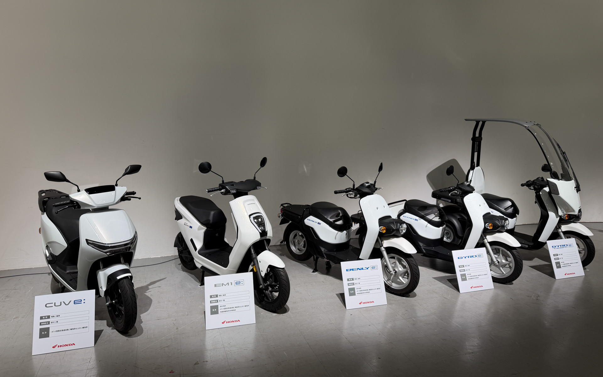 ホンダの電動バイクのラインアップ