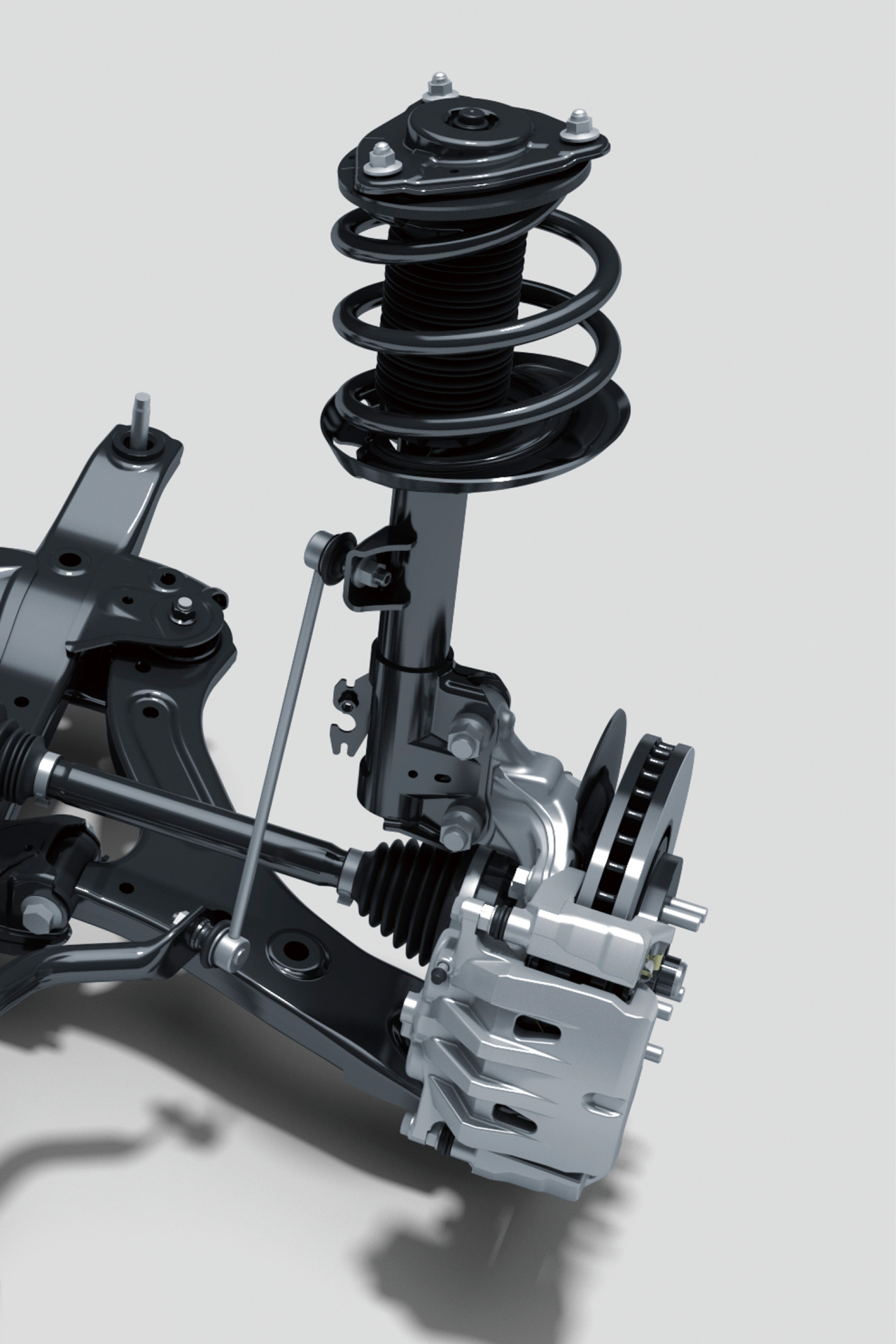 マクファーソンストラット式フロントサスペンション