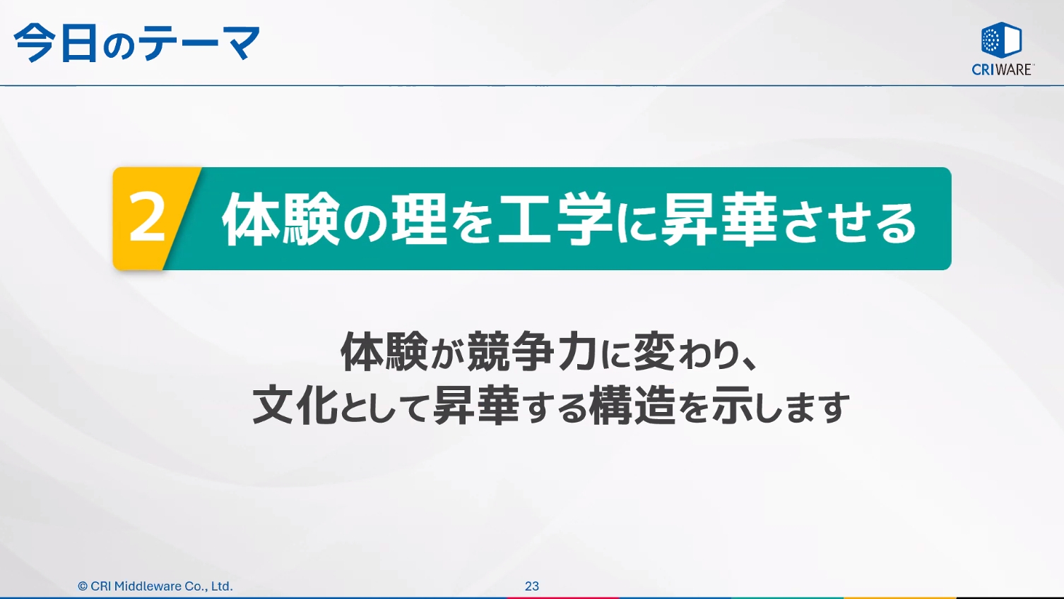 講演後半のテーマは「体験の理を工学に昇華させる」