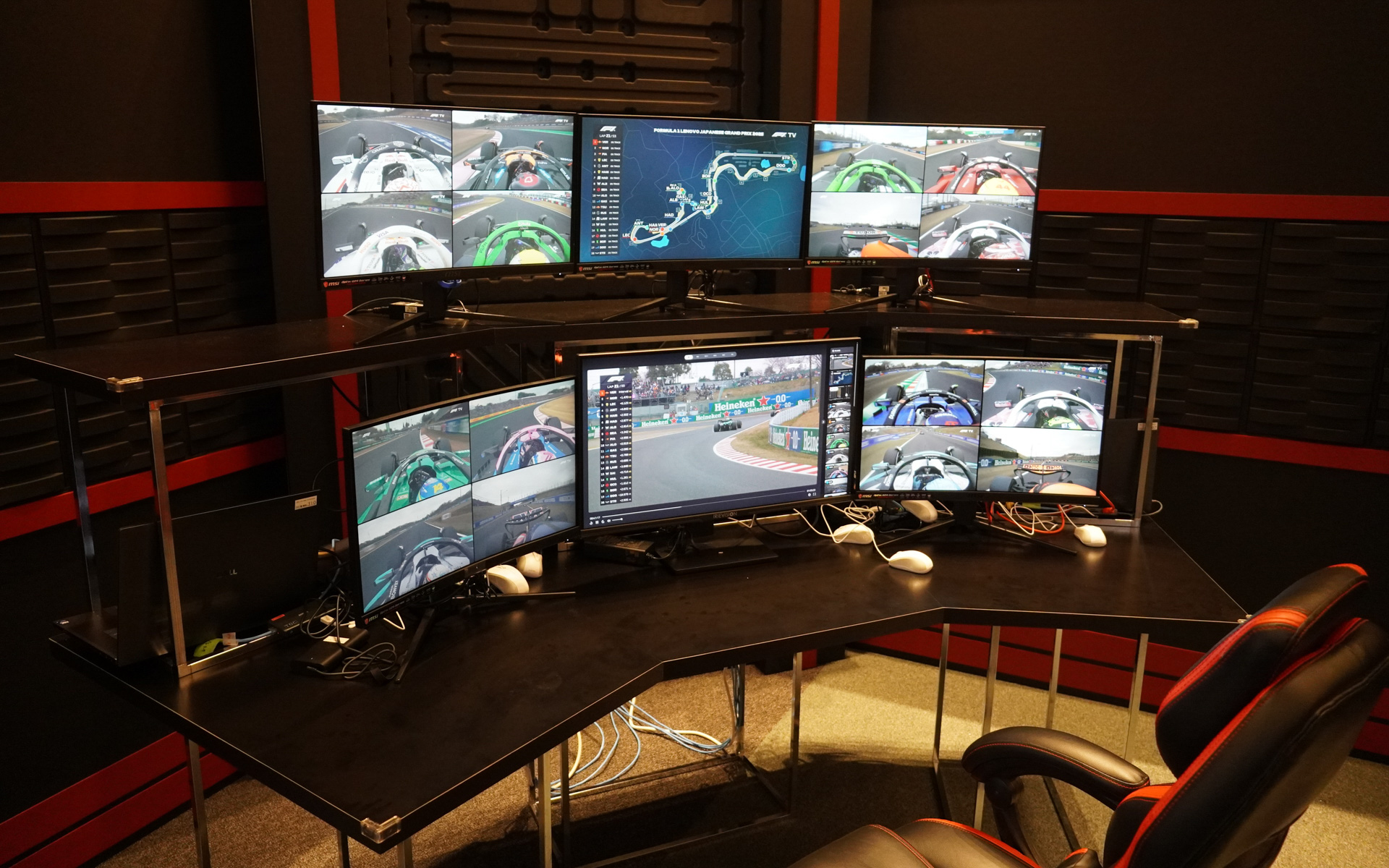 6画面でオンボード映像をたくさん並べてレース視聴