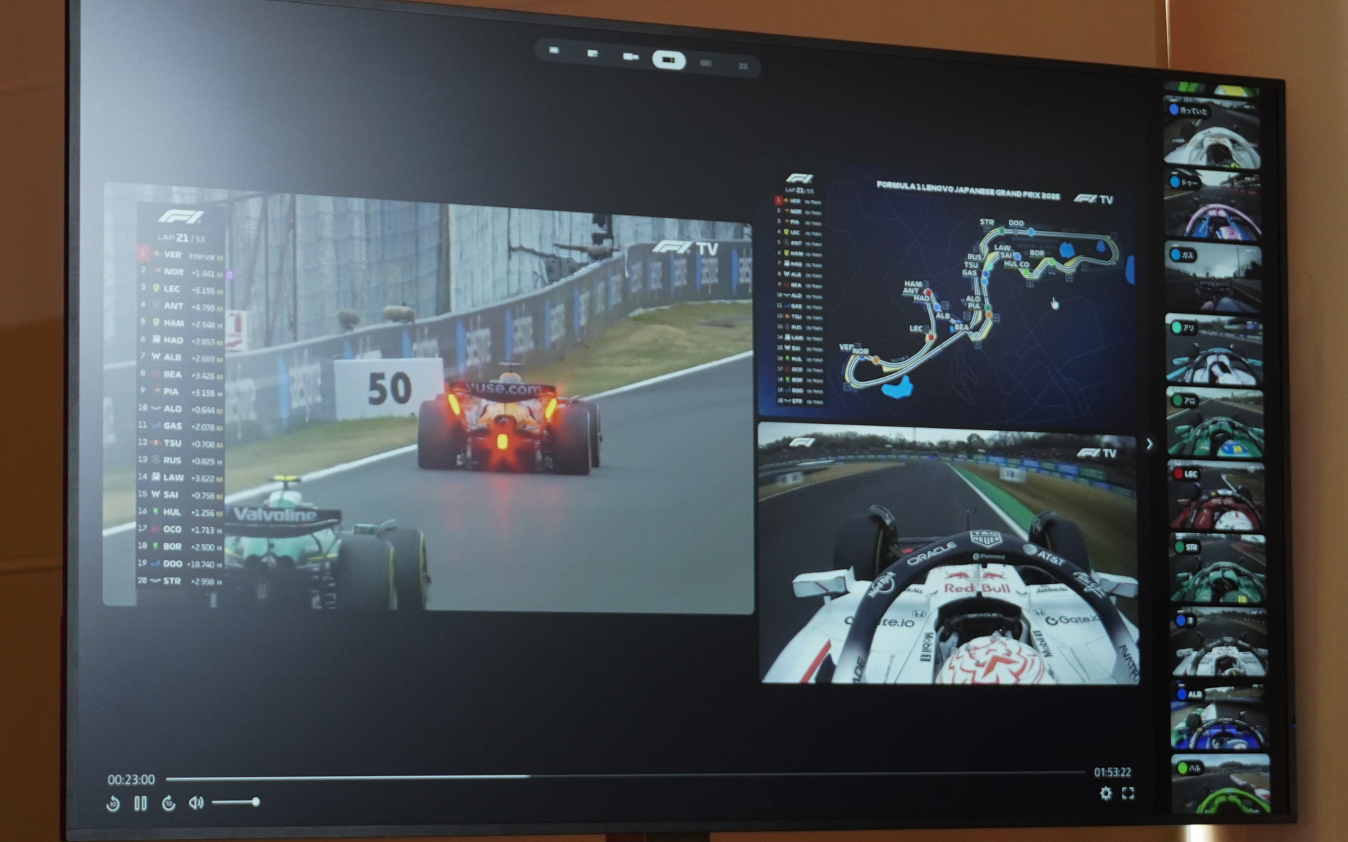 海外で人気の視聴スタイルだという3画面表示