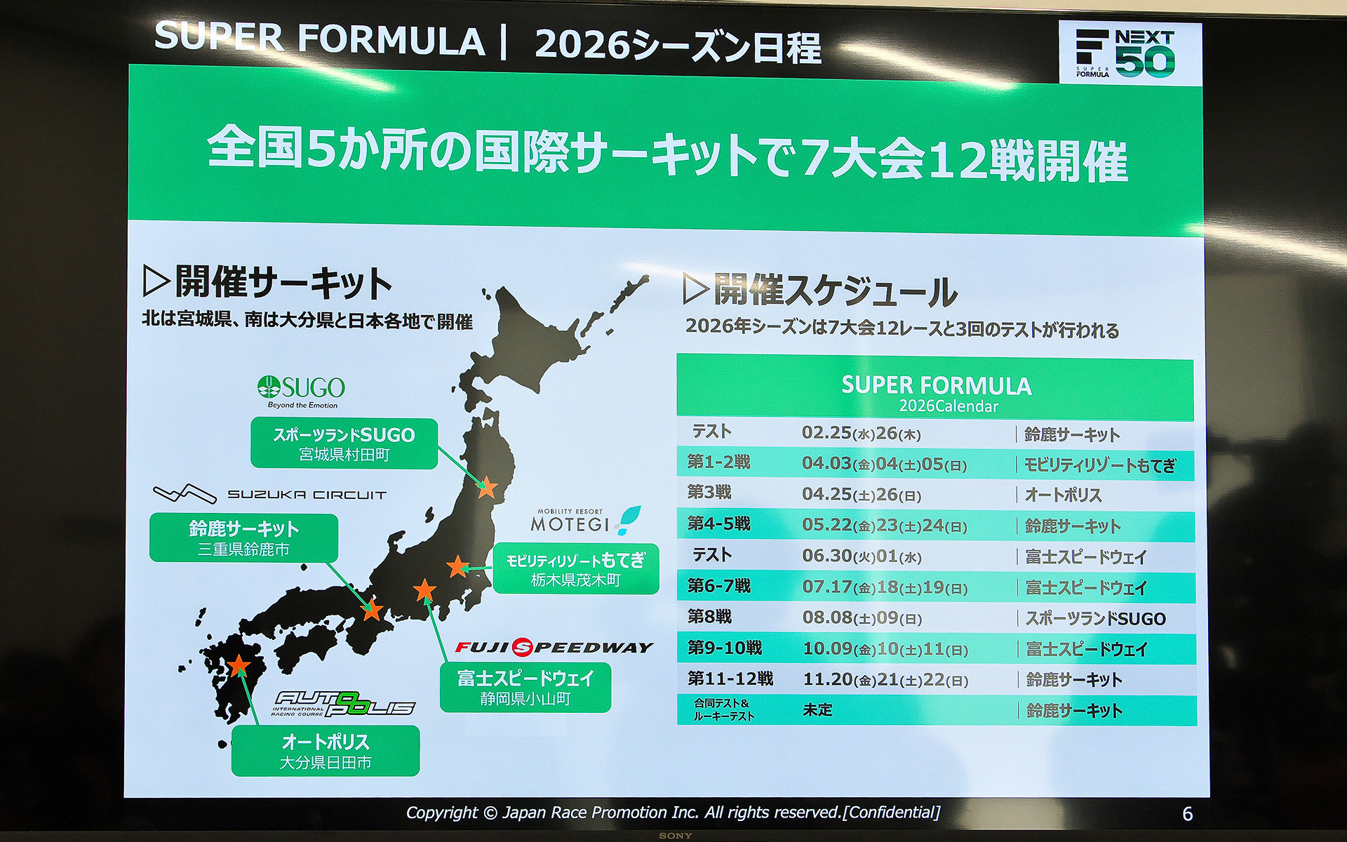 スーパーフォーミュラは7大会で全12戦開催。4月3日～5日にモビリティリゾートもてぎで開幕する