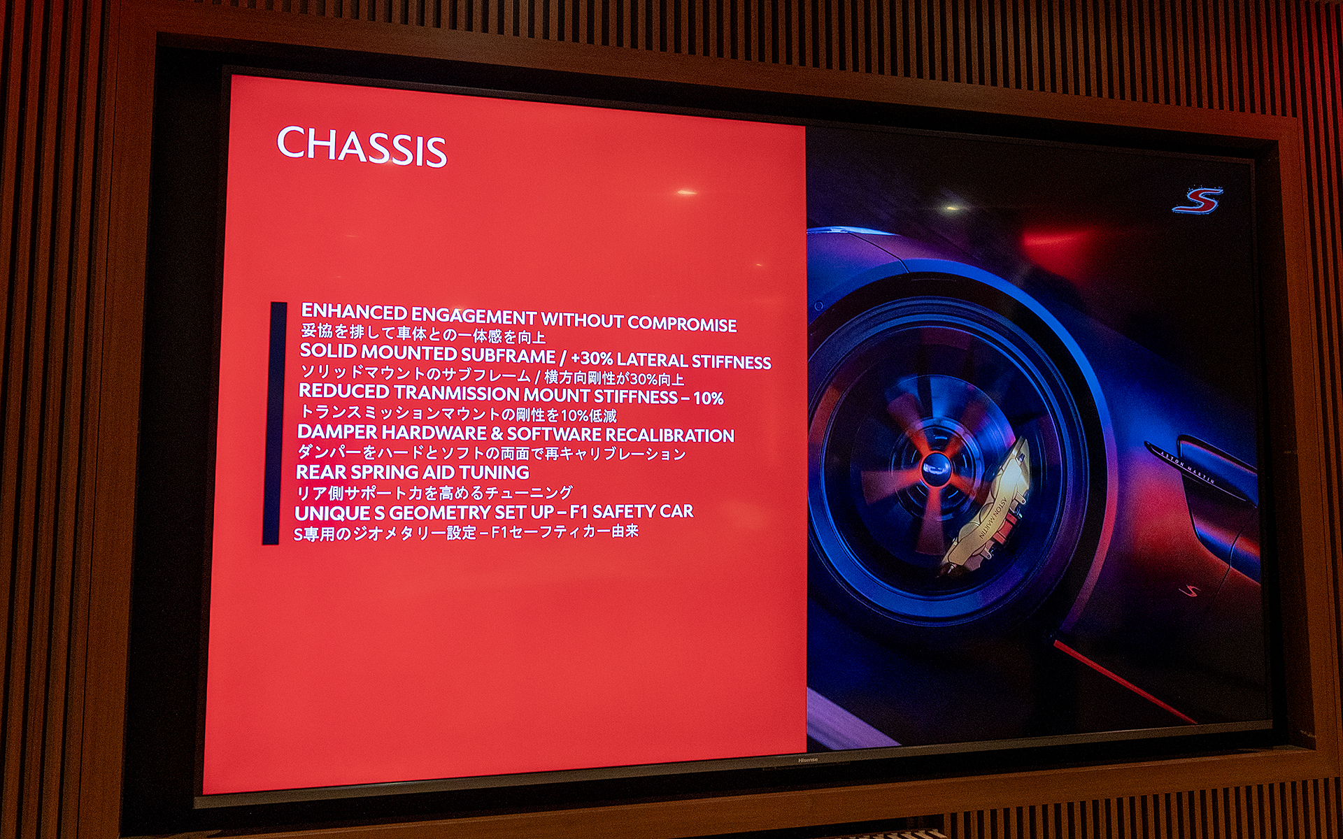 ハイパワーを受け止め、安定したドライビングを実現するためのシャシー