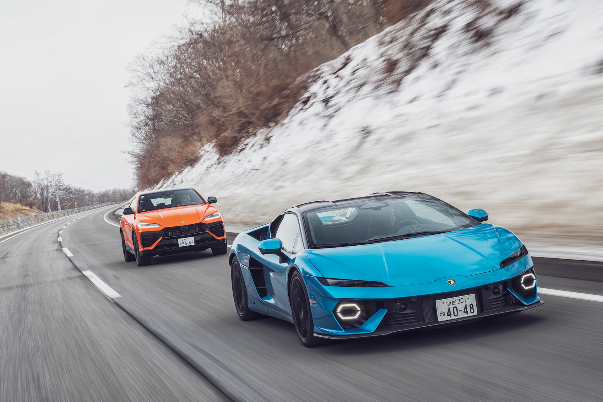 ランボルギーニの「テメラリオ」で冬の北海道を走った