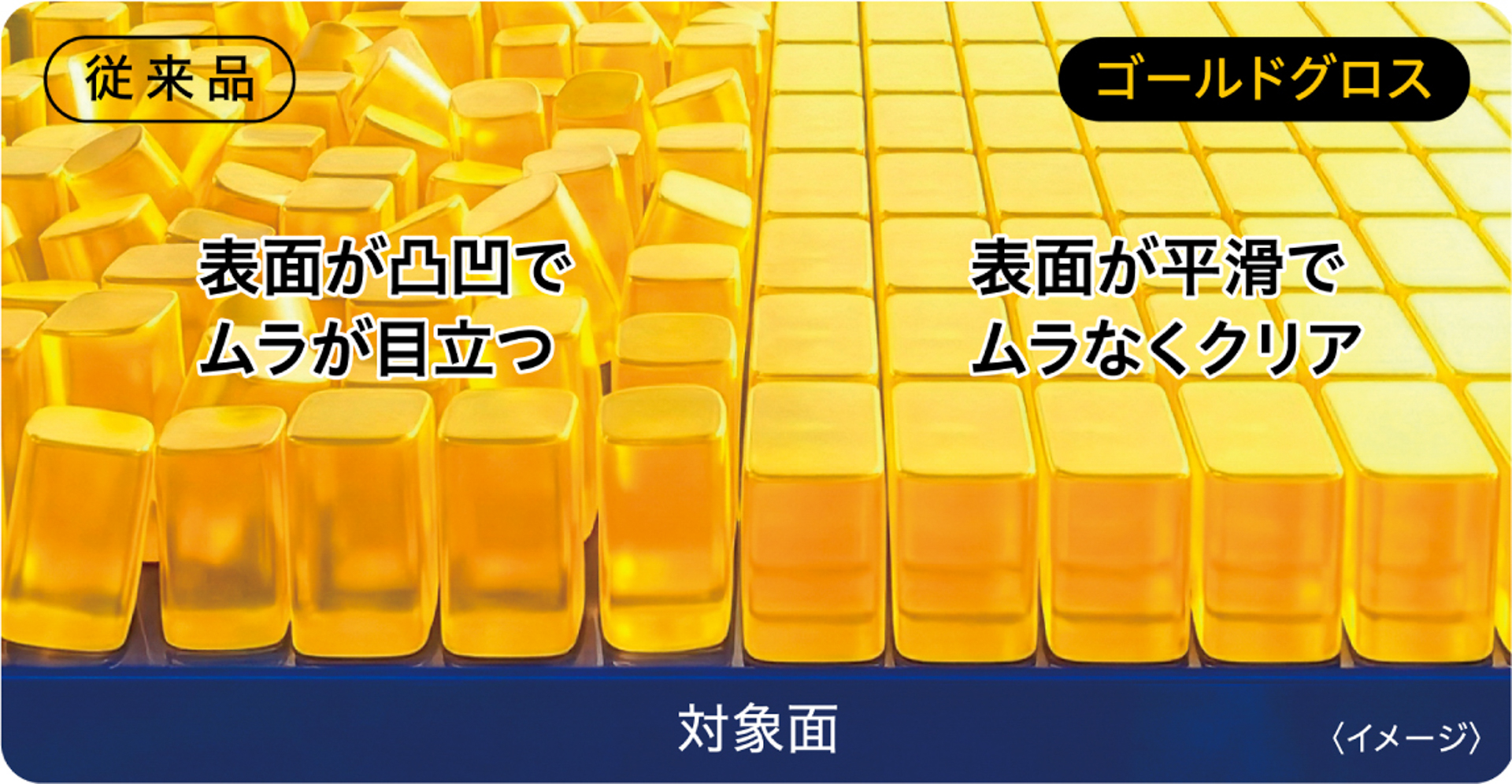 表面は平滑でムラもなくクリアな仕上がり