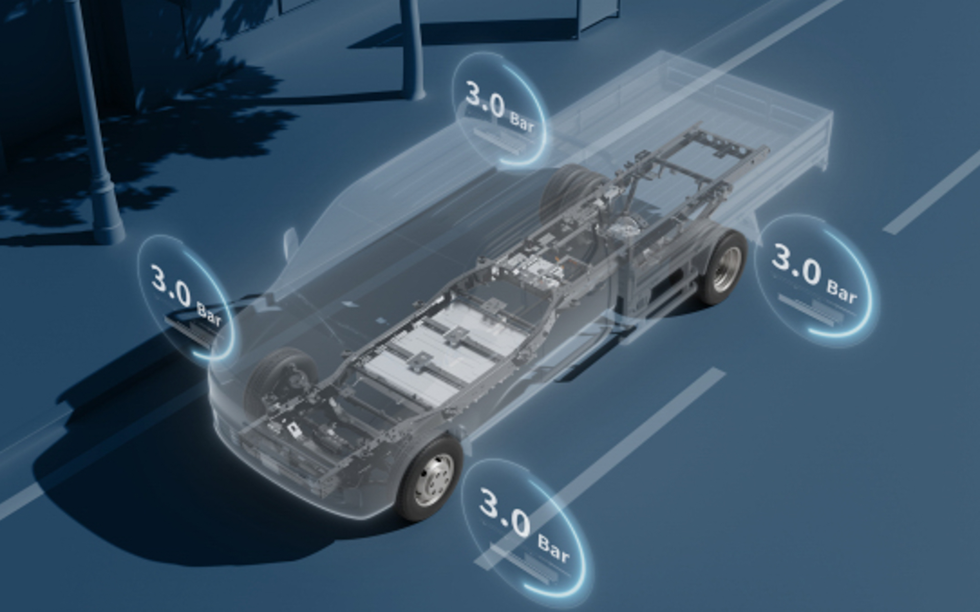 独自技術センシングコアの「タイヤ荷重検知」と「タイヤ空気圧検知」が搭載された