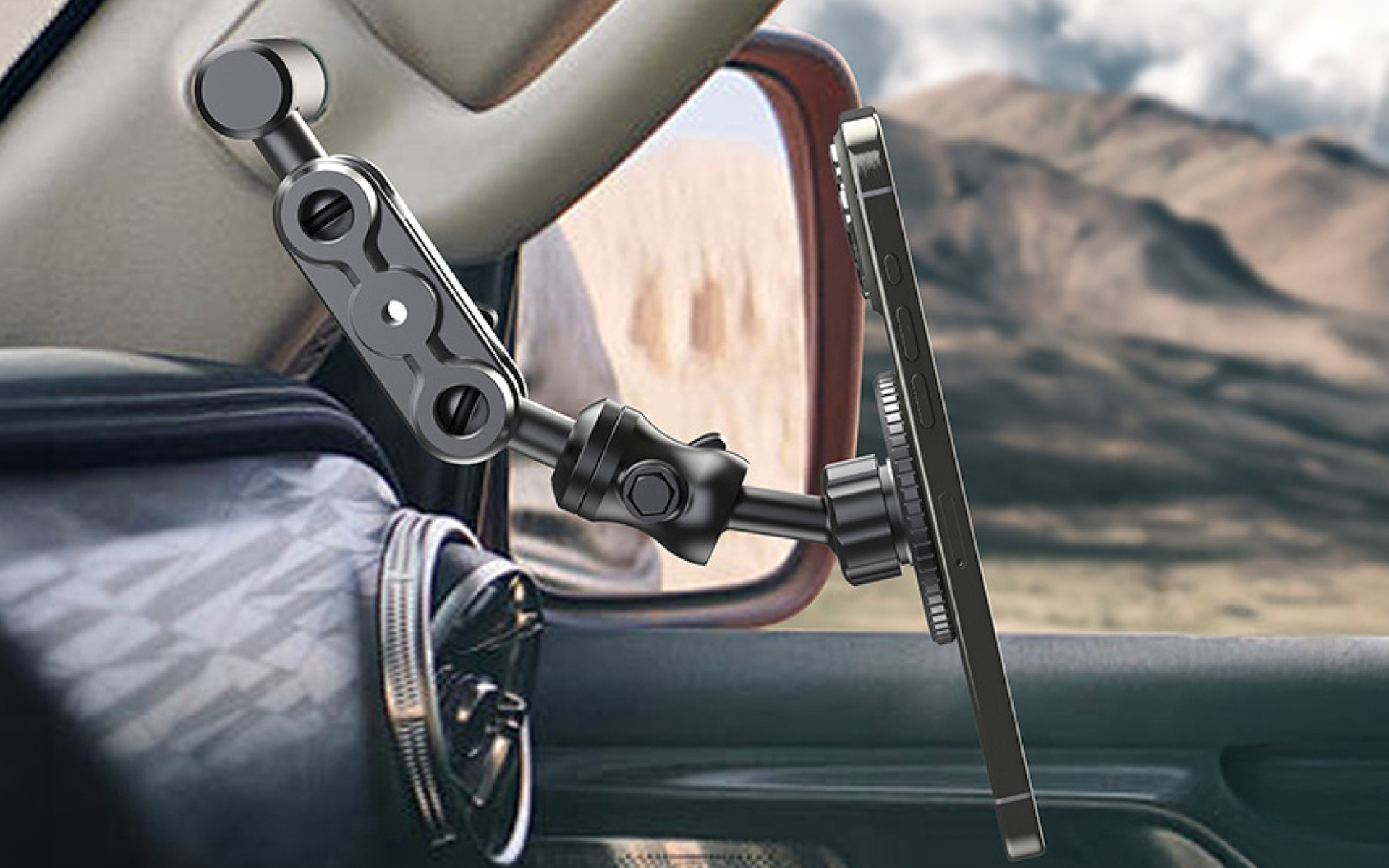 200系ハイエース専用スマホホルダー装着イメージ