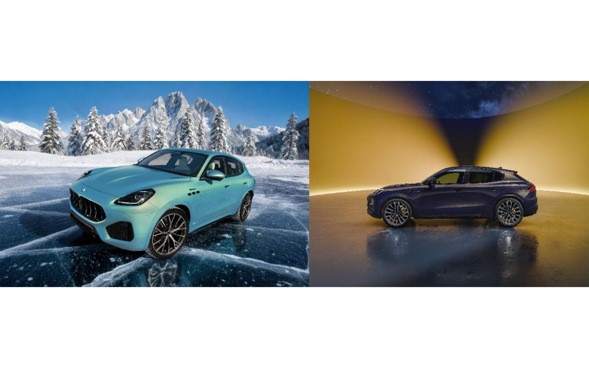 「グレカーレ ルミナブルー」（左）と「グレカーレ クリスタッロ」（右）