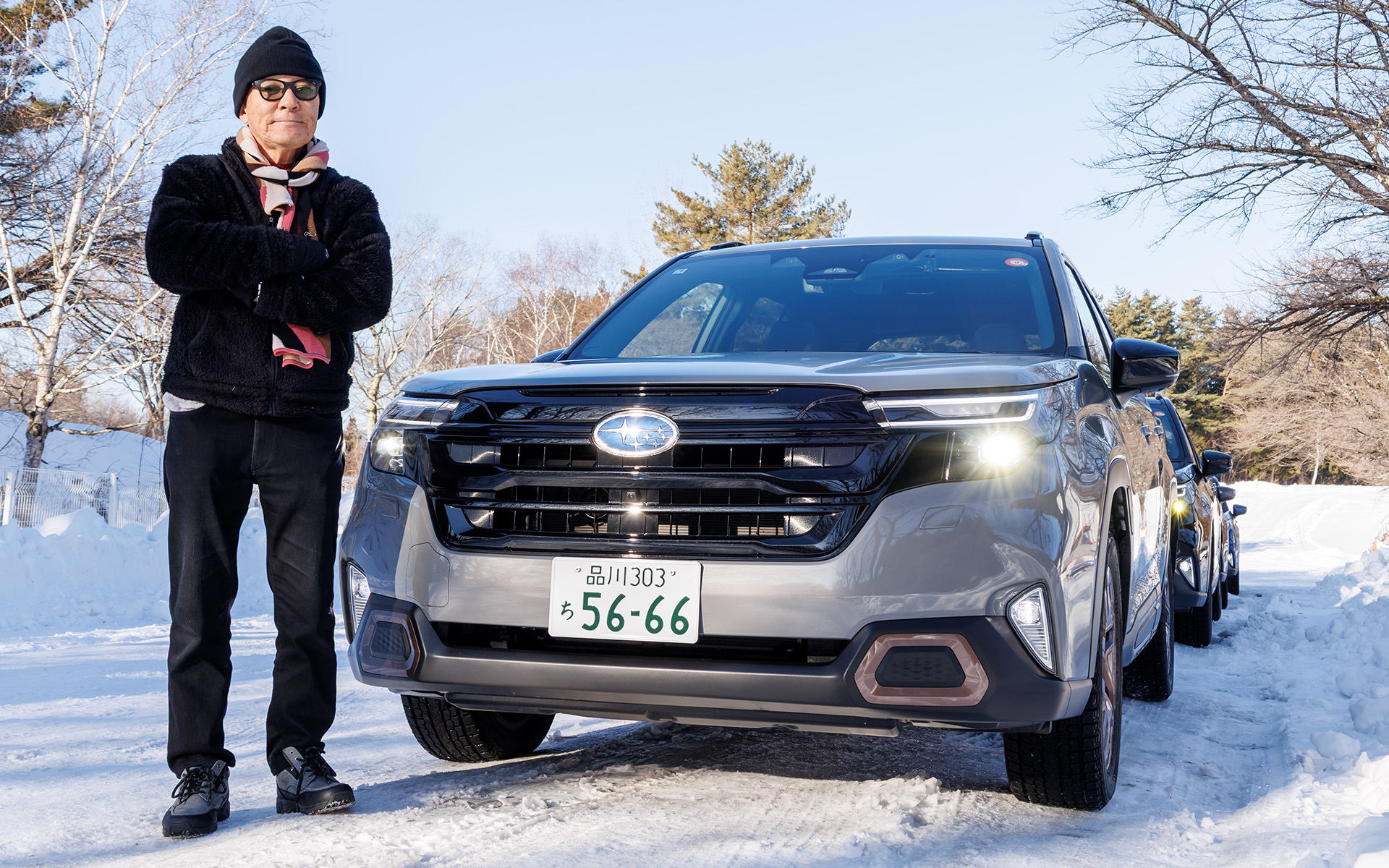 フォレスターに雪道で試乗。なお、紹介したB型はすでに先の生産枠が埋まってしまっているそうで、間もなく行なわれる年次改良後のC型モデルの受注が始まっているとのこと