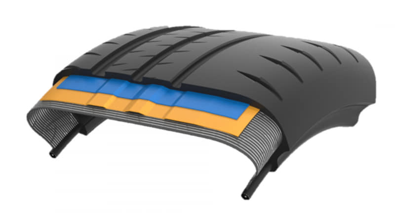 トレッド面の形状に合わせた新形状の内部構造となる「ウェイビー・サミット・アーキテクチャー」