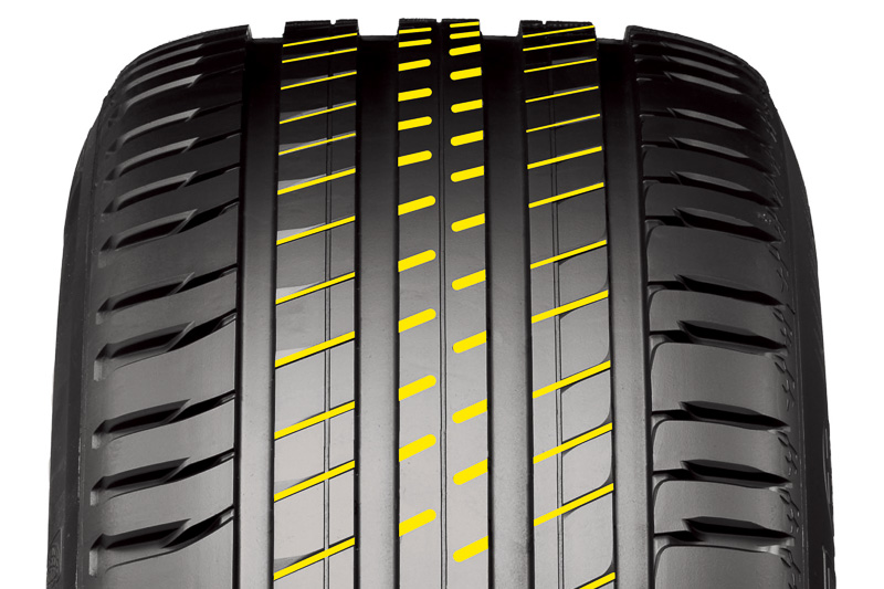 サイプ内にインターロッキングバンドを備える「バリアブル・シィックネス・サイプ」