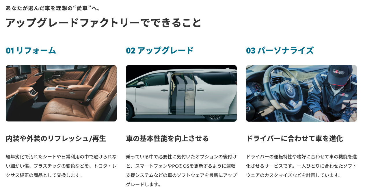 アップグレードファクトリーでできること