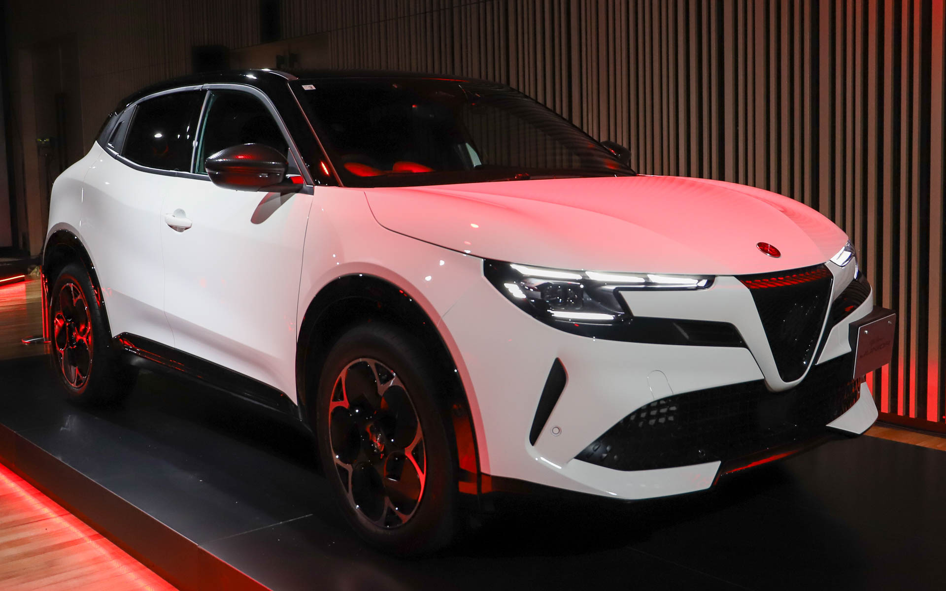 オリジナルカラー「センピオーネホワイト」を採用した「ジュニア」限定車「イブリダ エディツィオーネ ビアンコ」も展示された。販売台数は120台限定で、499万円