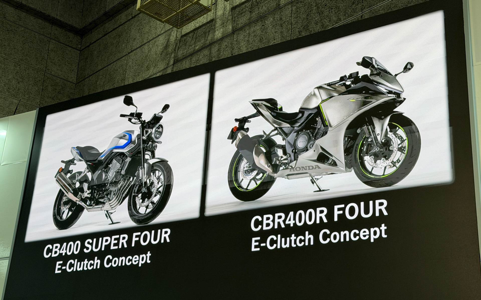 「第42回 大阪モーターサイクルショー2026」の会場で、コンセプトモデル「CB400 SUPER FOUR E-Clutch Concept」「CBR400R FOUR E-Clutch Concept」を初公開
