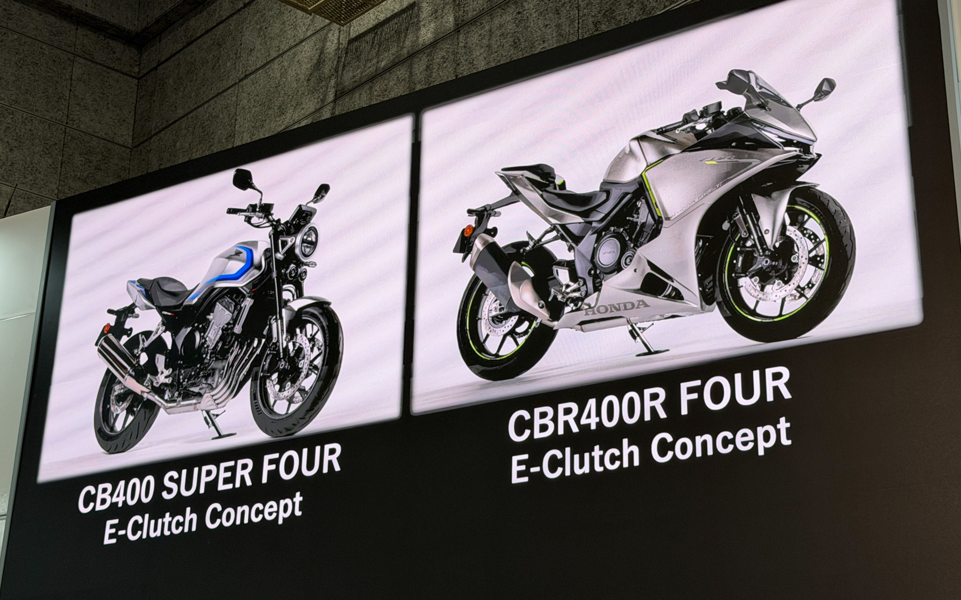 「第42回 大阪モーターサイクルショー2026」の会場で、コンセプトモデル「CB400 SUPER FOUR E-Clutch Concept」「CBR400R FOUR E-Clutch Concept」を初公開