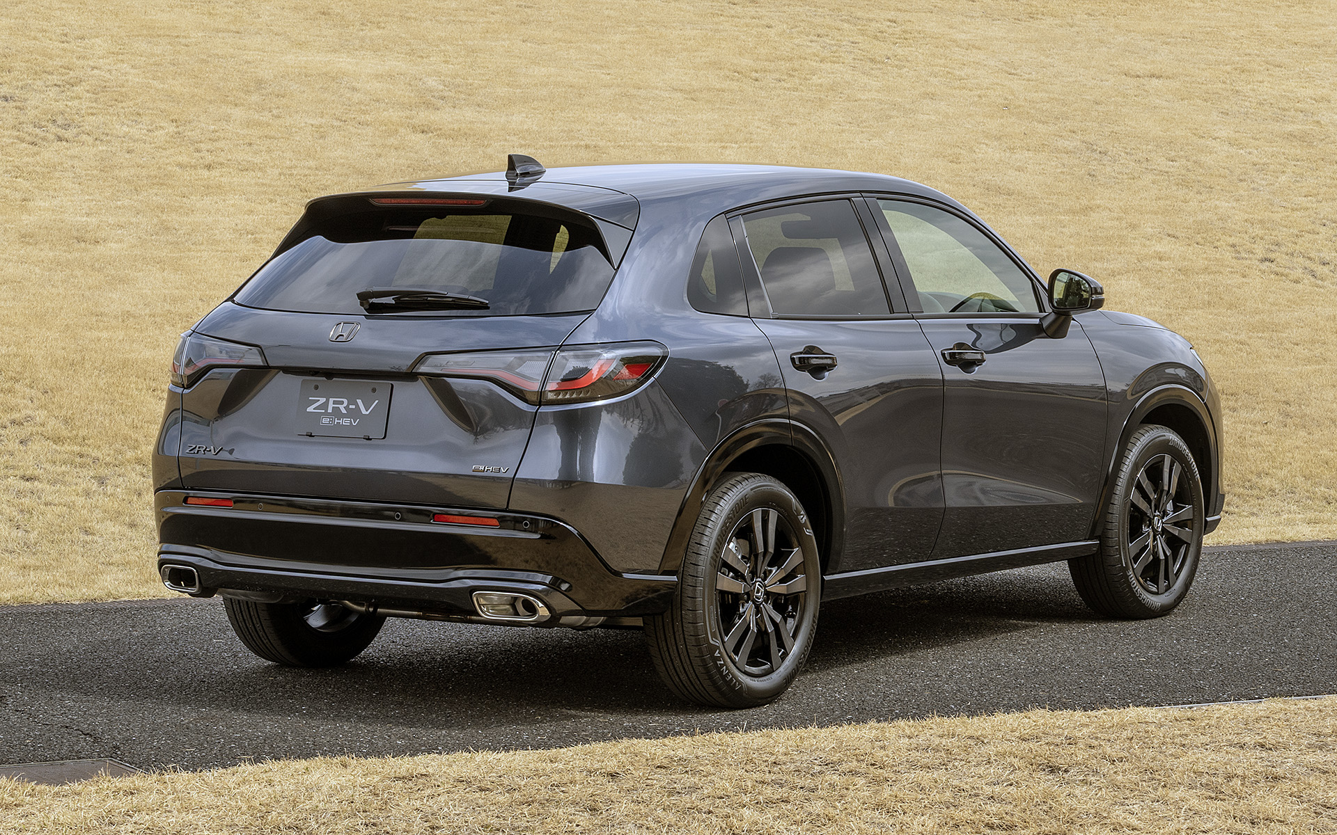 ブラックスタイルのリアビュー。ルーフにはシャークフィンアンテナとテールゲートスポイラーが装備される