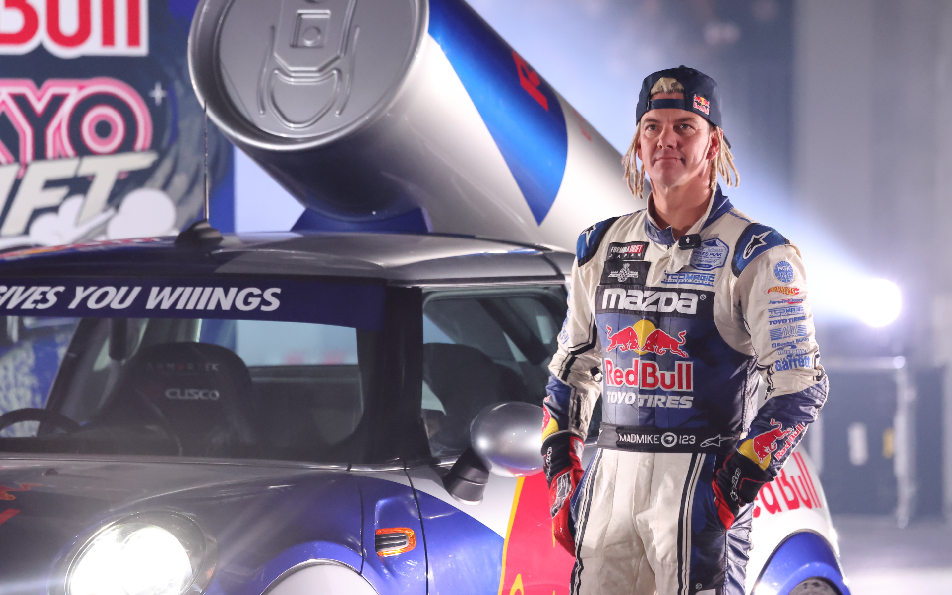発表前Red Bull Drift Miniでドリフトパフォーマンスで会場を盛り上げたマッド・マイク
