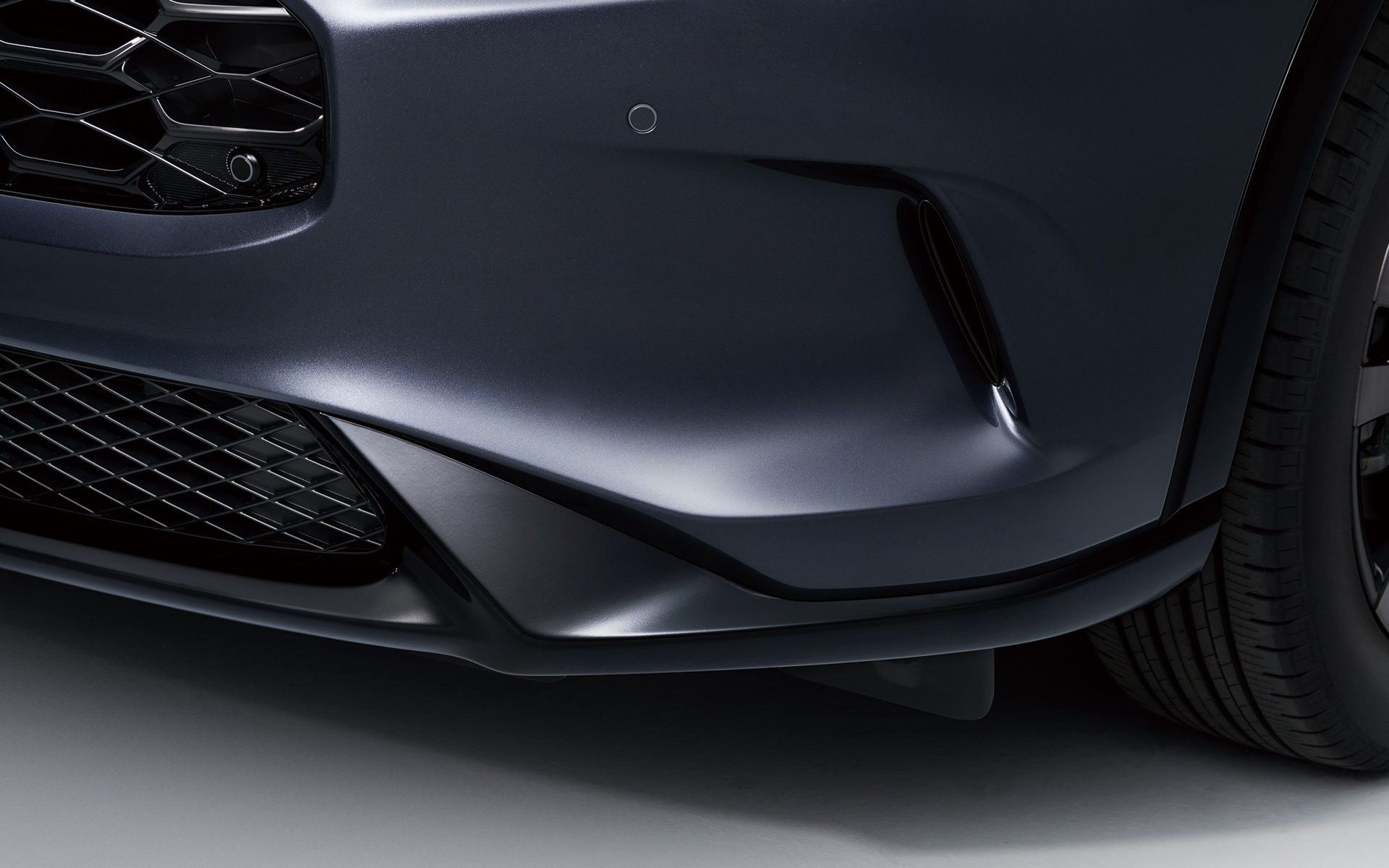 専用フロントバンパーガーニッシュ＆バンパーコーナープロテクター（クリスタルブラック・パール塗装）