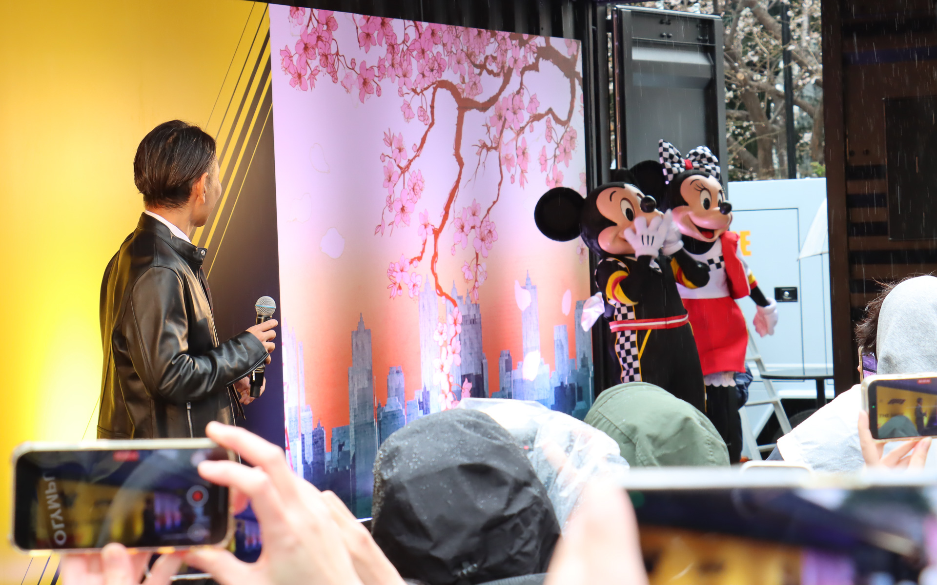 特別な衣装に身を包んだミッキー＆ミニーの姿を多くのファンが撮影していた