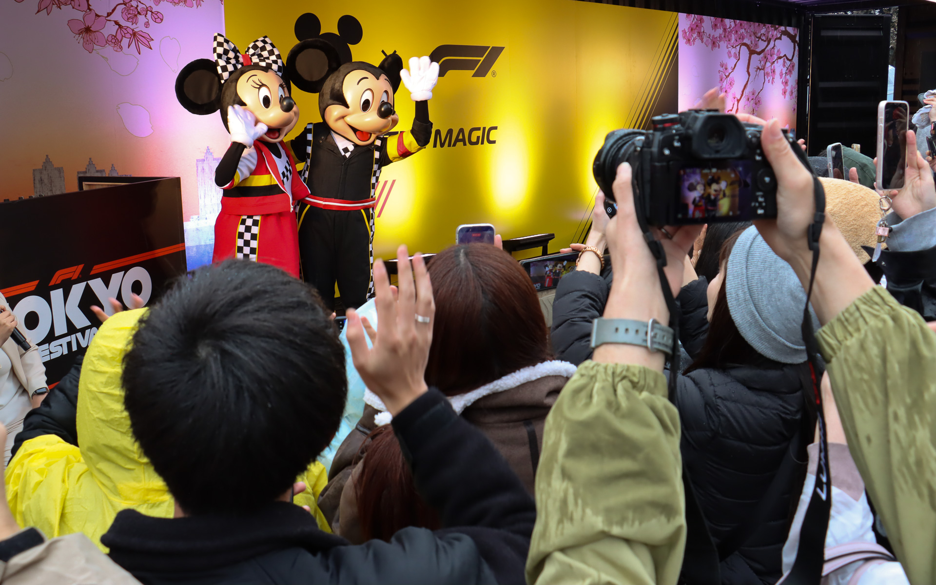 特別な衣装に身を包んだミッキー＆ミニーの姿を多くのファンが撮影していた