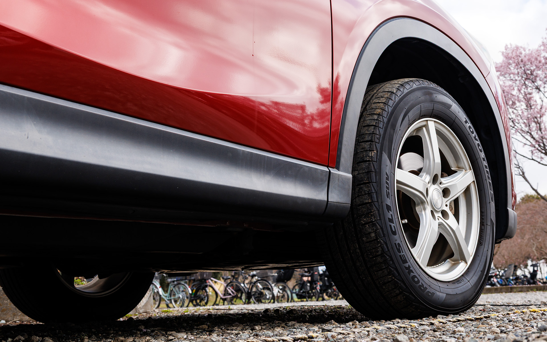 フェンダーとアンダープロテクターは面積が広いので白ボケが目立つ