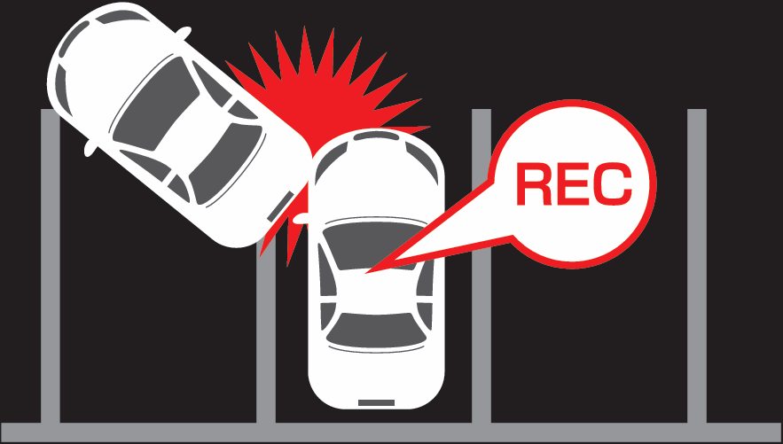 オプションの「駐車監視・直接配線コード（品番HDROP-14）」を使用すれば、駐車中の車両も監視できる