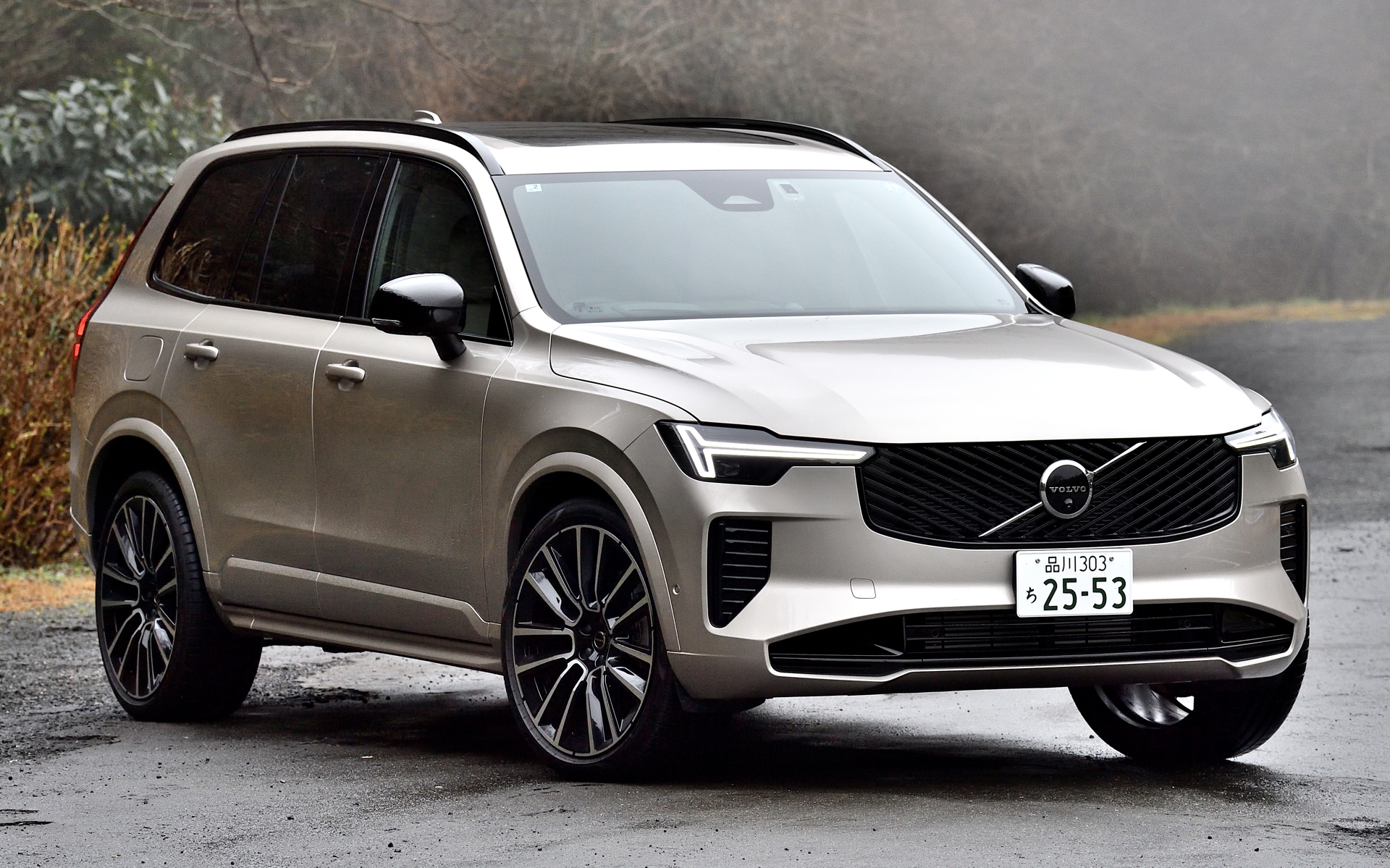 ボディサイズは4955×1960×1775mm（全長×全幅×全高）、ホイールベースは2985mm、車両重量2300kg、最小回転半径6.0m、試乗車のボディカラーはブライトダスクメタリック