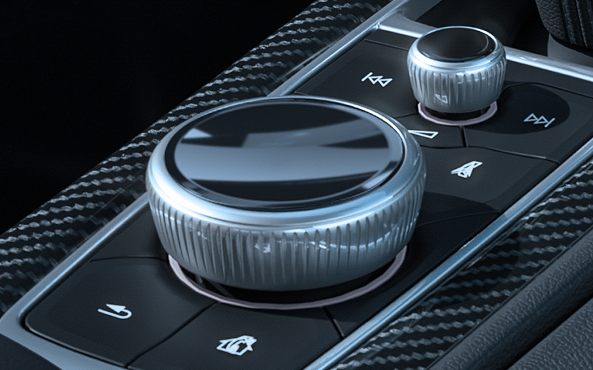 ロータリーコントローラーやステアリングホイールスイッチにより、インフォテインメント機能を直感的に操作可能。クライメートコントロールなど使用頻度の高い機能は、ディスプレイ下部の独立したハードスイッチに集約している