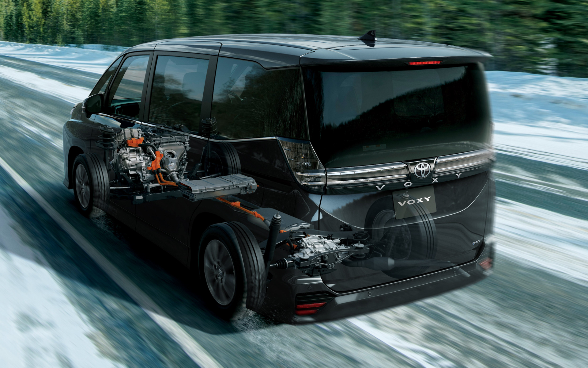 ヴォクシーのSNOW EXTRAモード走行イメージ（E-Four車に標準設定）