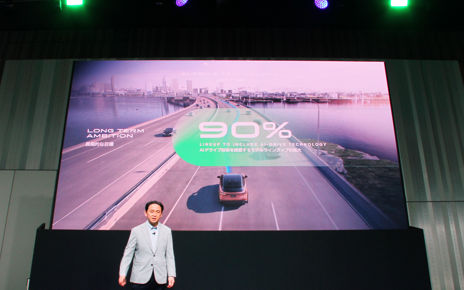 中期的には多くのモデルにこのAIドライブ技術を搭載し、長期的にはラインアップの約90％まで拡大することを目指す