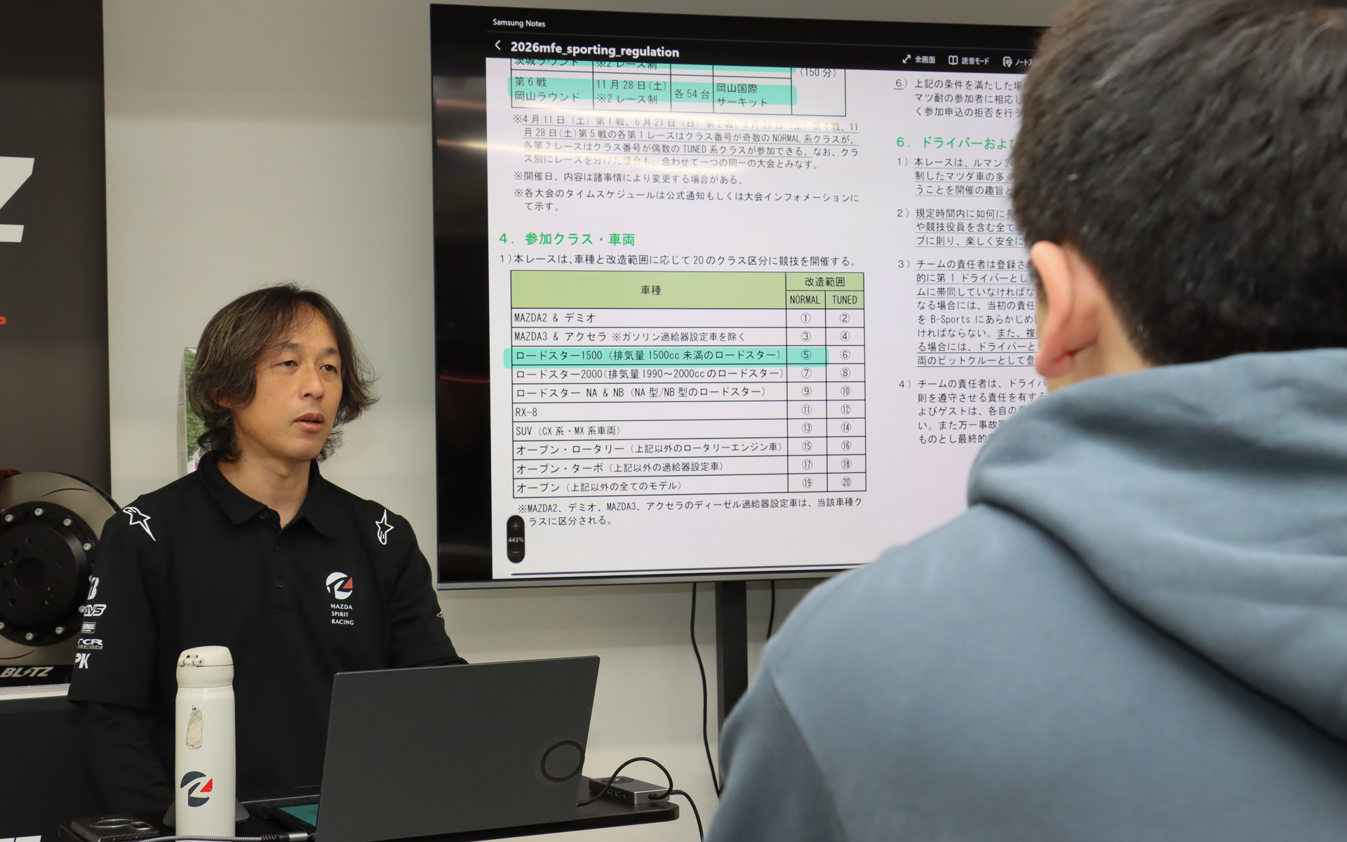 参戦するマツ耐のレギュレーションでの注意点などを紹介する加藤氏