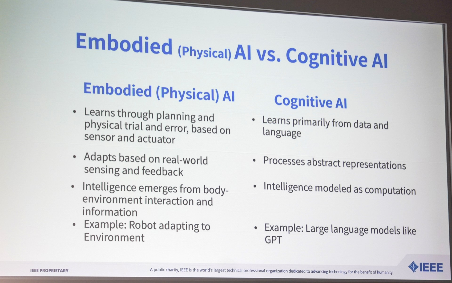 フィジカルAIと認知AIの違いは、デジタル領域だけで能力を発揮するか、物理領域で動くかの違い