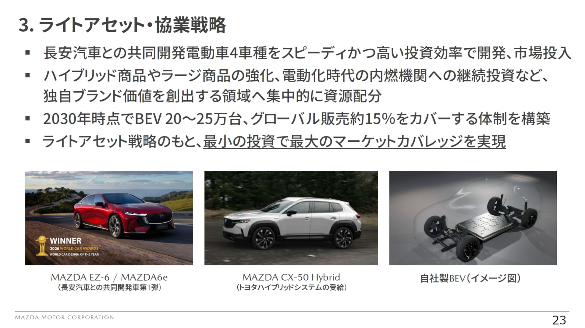 パートナーの資産を積極的に、柔軟に活用して電動車のラインアップを拡大する