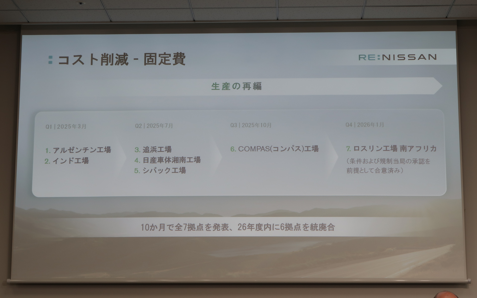 統廃合を行なう世界の7拠点をすでに発表
