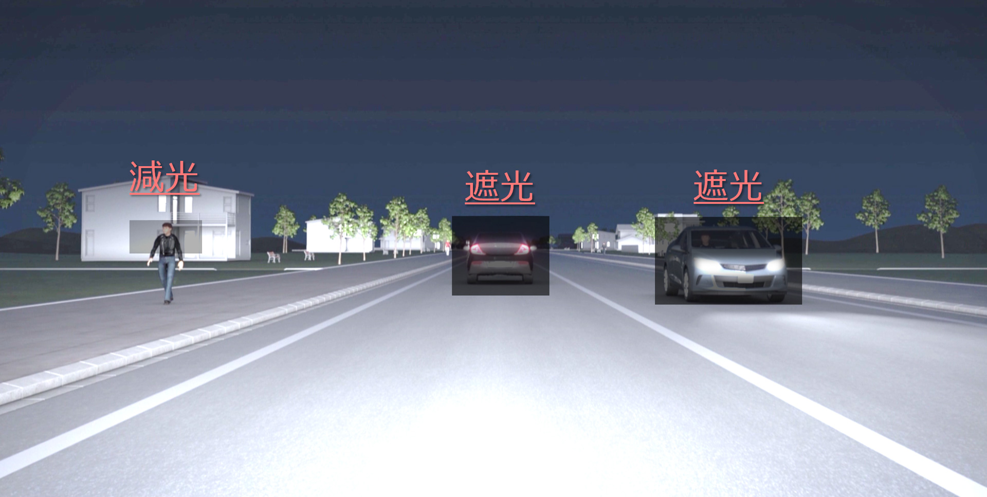 高精細ADB搭載車ドライバー視点イメージ