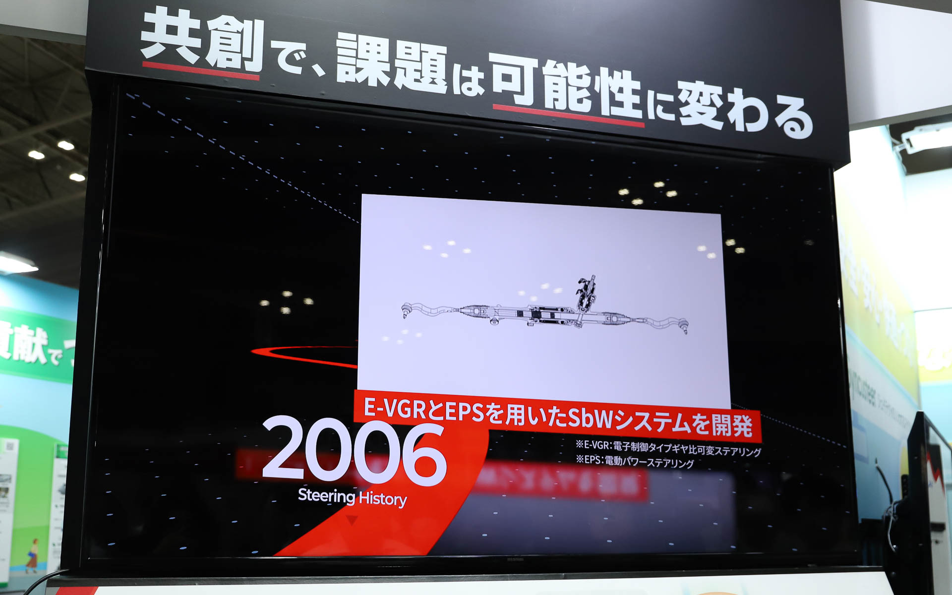 2006年には、E-VGR（電子制御タイプギヤ比可変ステアリング）とEPS（電動パワーステアリング）を用いたステアバイワイヤシステムを開発