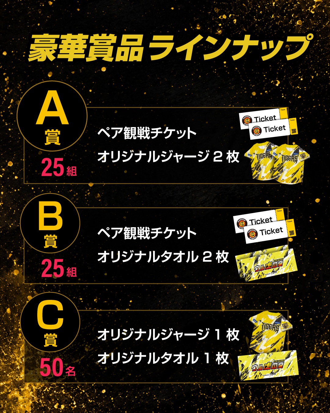 賞品はA賞、B賞、C賞の3つがある