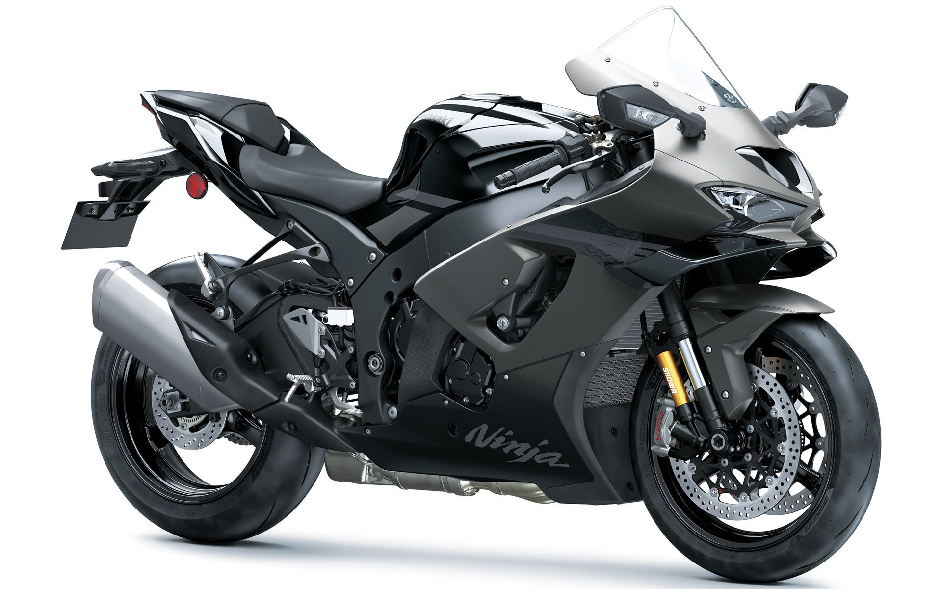 Ninja ZX-10R メタリックマットグラフェンスチールグレー×メタリックスパークブラック。