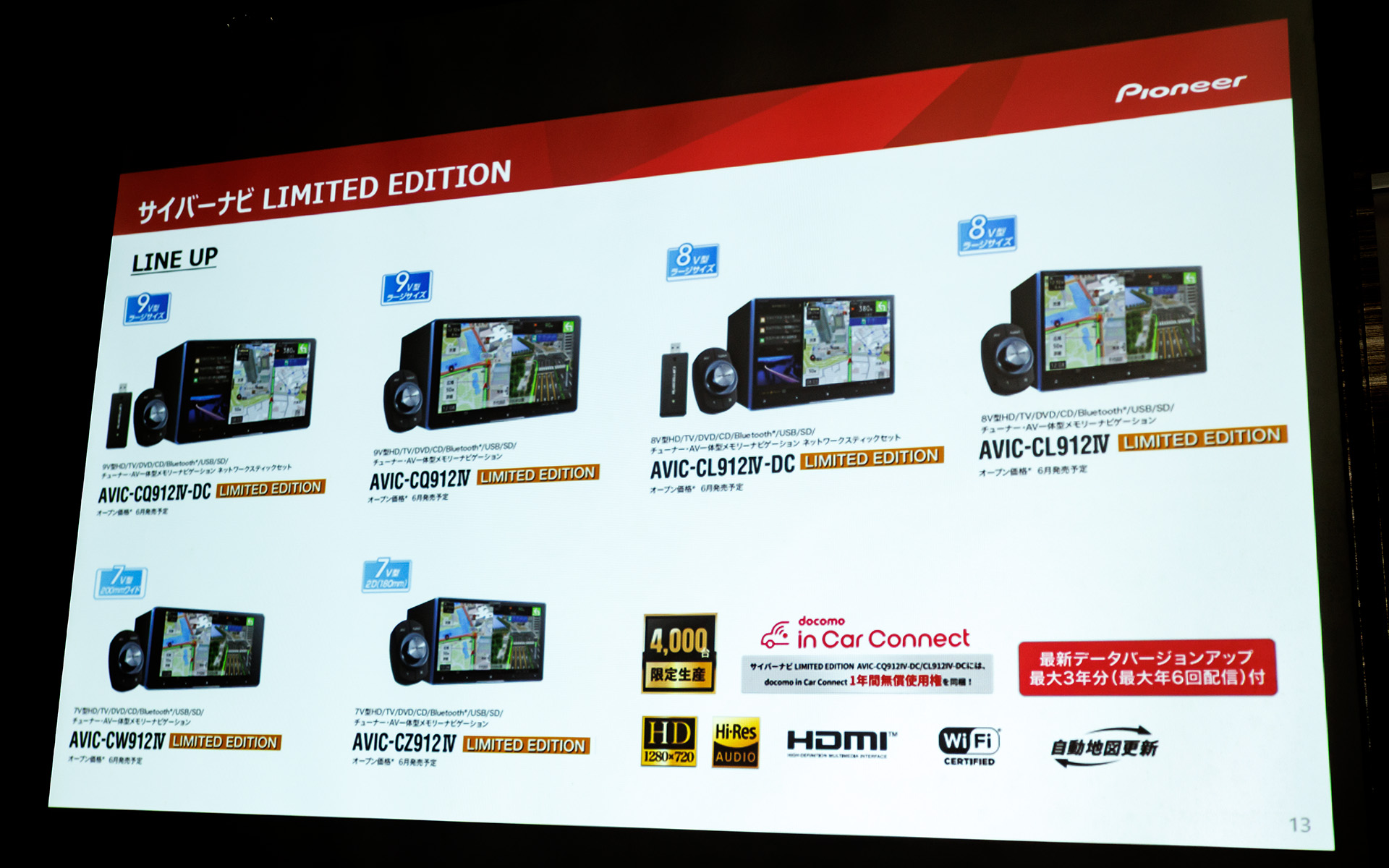 4000台限定となるサイバーナビ LIMITED EDITION。すでに受注をストップしているモデルもあるそうだ
