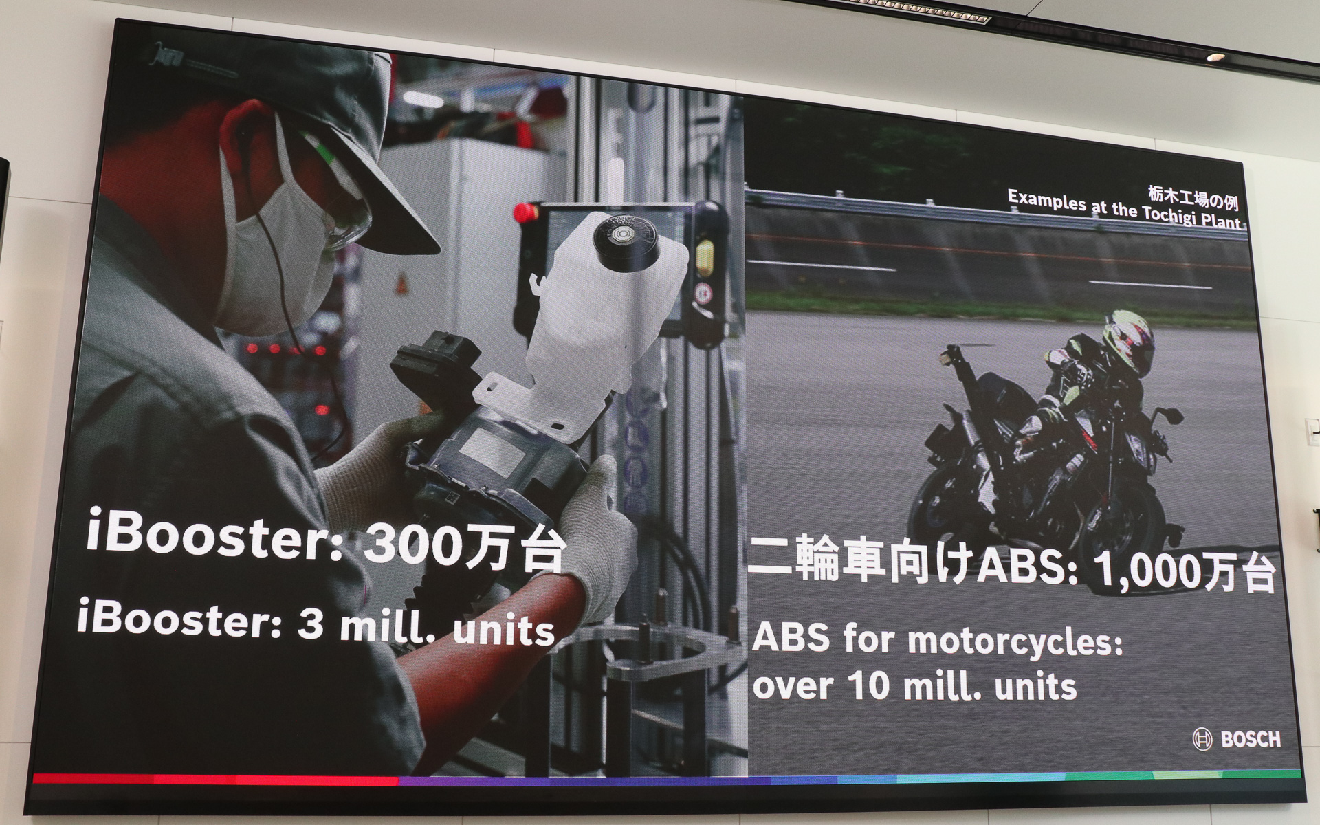 栃木工場では2輪車向けABSを1000万台以上、電動ブレーキブースターの「iBooster」を300万台生産