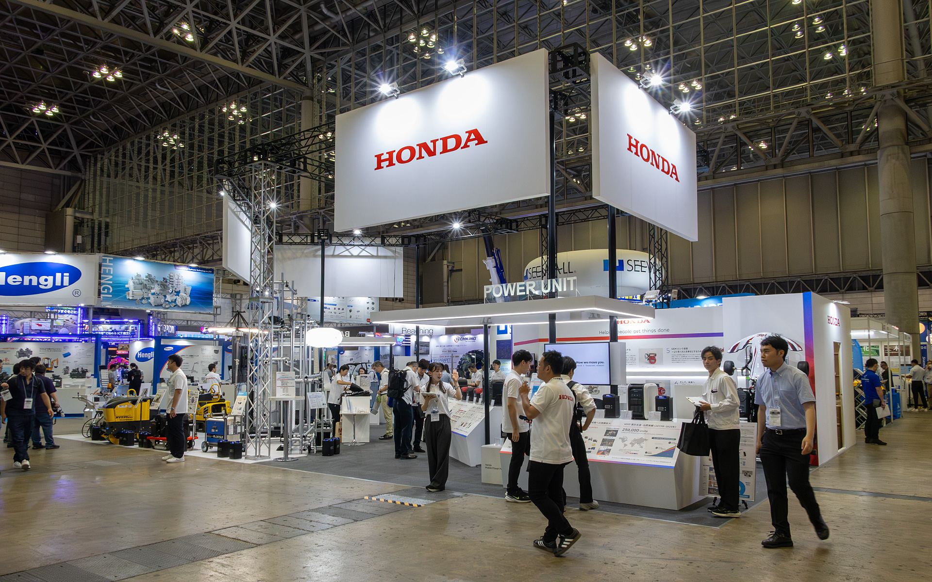 CSPI 2026のホンダブース。展示ホール5のNo.15-41にある。世界初公開の電動パワーユニット「eGX」新モデルのほか、日本初公開の汎用エンジン「iGX430 FI」も提示。CSPI 2026は6月20日まで開催される。6月19日まではビジネスデイで、土曜日の20日は一般開放となる。入場は無料だが事前登録制