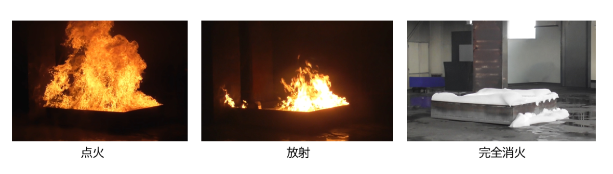 B火災（油火災）：低発泡による消火試験