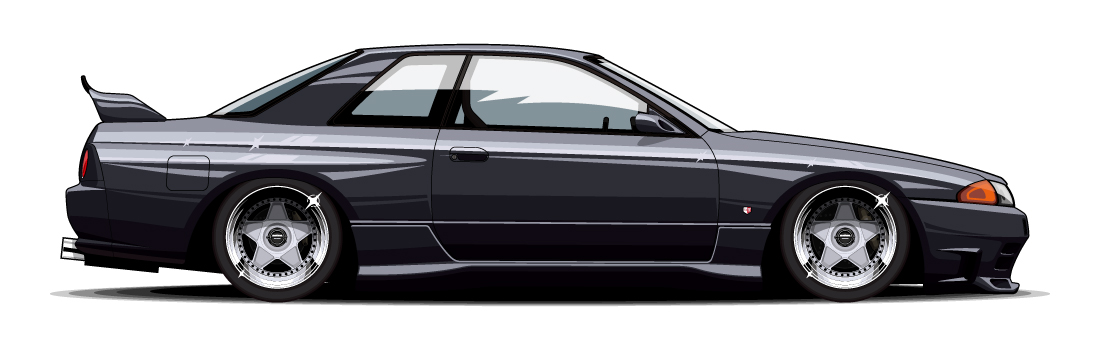 日産「スカイラインGT-R（R32）」装着イメージイラスト（前後17×9.0J・価格17万3800円/本）